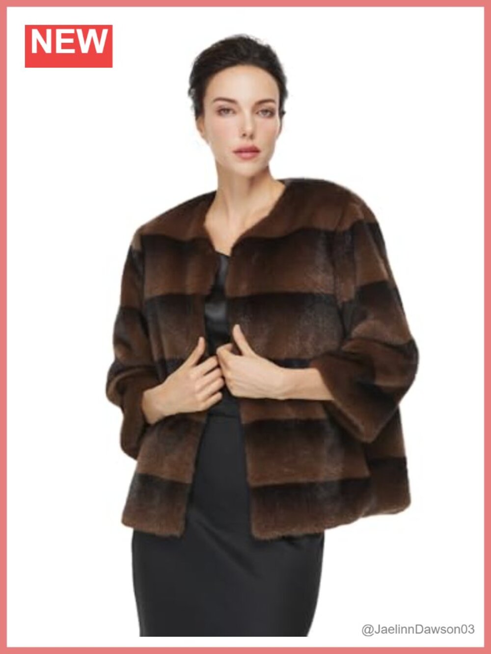 Faux Fur Cropped Jacket with Pockets Long Sleeve Shaggy Warm Outerwear